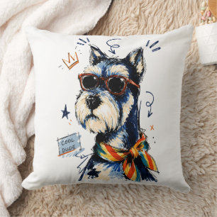 Coussin Schnauzer Mec avec des Lunettes de Soleil