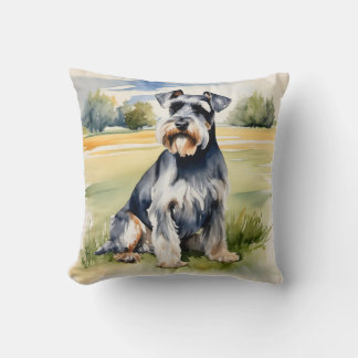Coussin Schnauzer miniature Aquarelle - Art Chien Imprimer