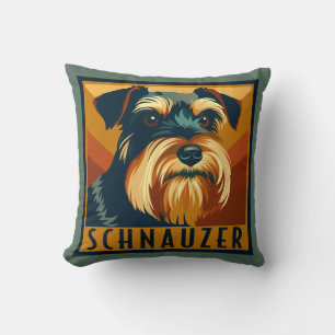 Coussin Schnauzer miniature noir et argent Retro