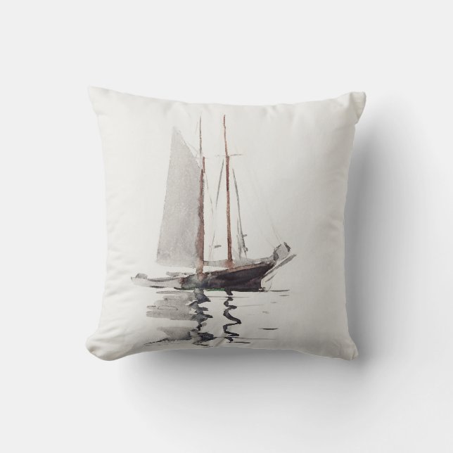 Coussin Schooner à deux mâts avec Dory par Winslow Homer (Recto)