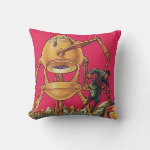 Coussin Science-fiction vintage Robot Alien capture un hom