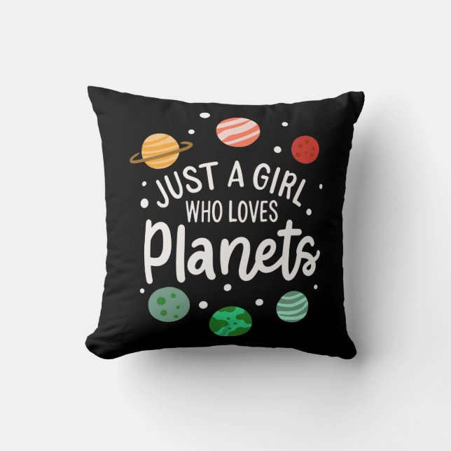 Coussin Science Nerd fille spatiale qui aime les planètes (Recto)