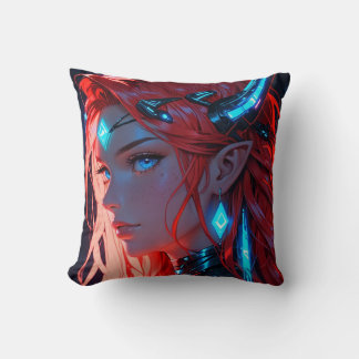 Coussin Scifi Red Hair Anime Girl