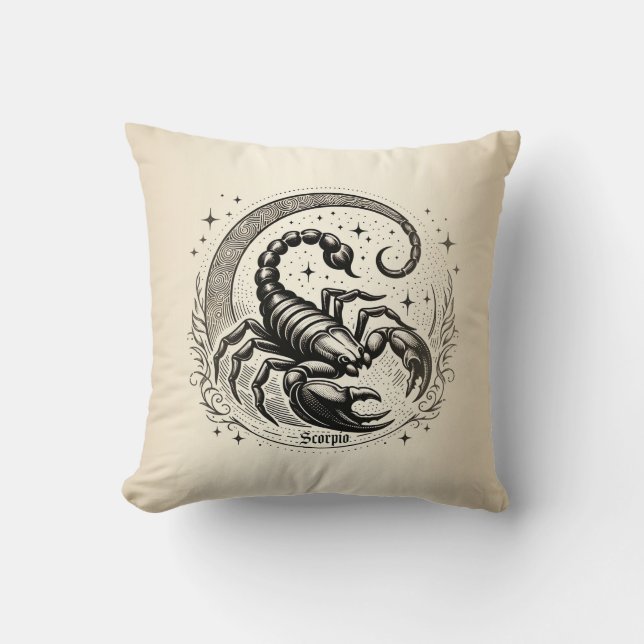 Coussin Scorpion Croissant Lune Astrologie Zodiac Scorpio (Recto)