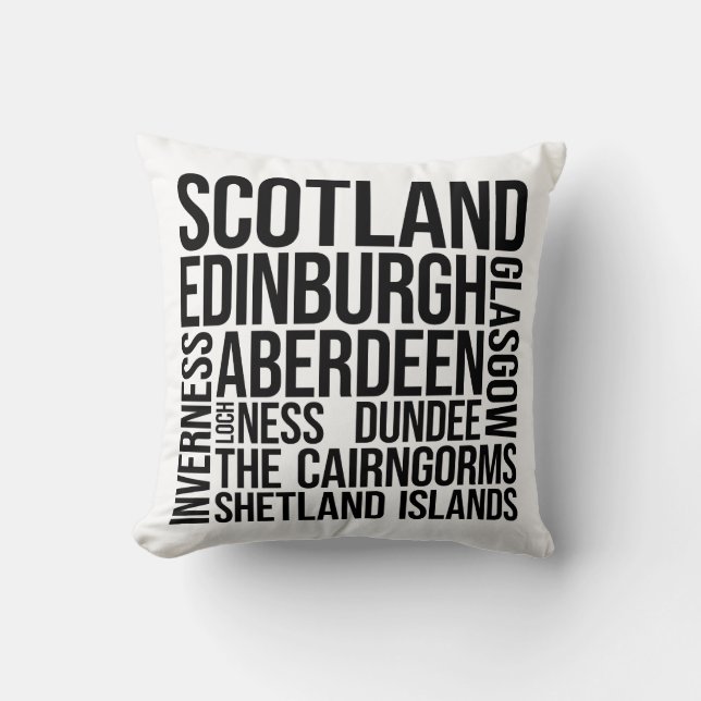 Coussin Scotland Cities Word Art - Édimbourg Voyage (Recto)