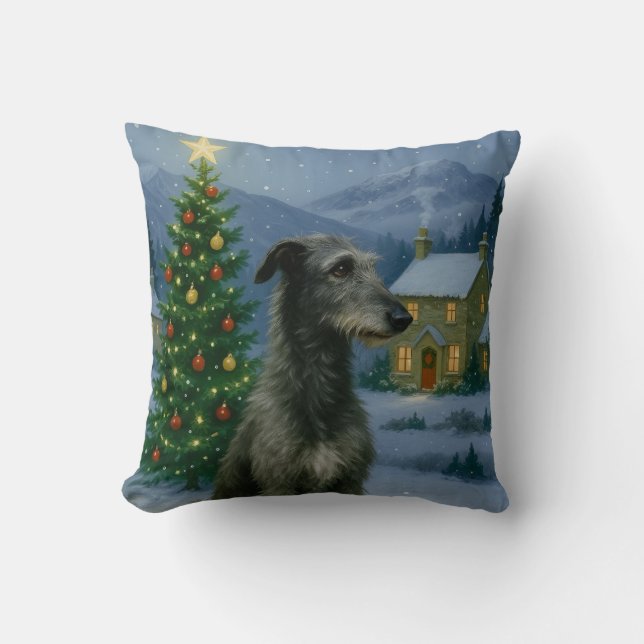 Coussin Scottish Deerhound Holiday (Recto)