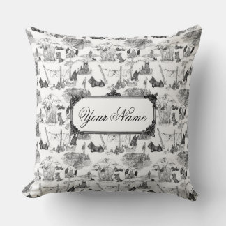 Coussin SCOTTISH Terrier Black Toile avec nom personnalisé