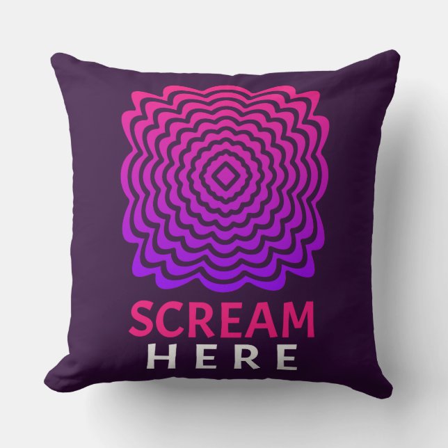 Coussin Scream Here | Pink & Purple Ripple Throw Pillow (Recto)