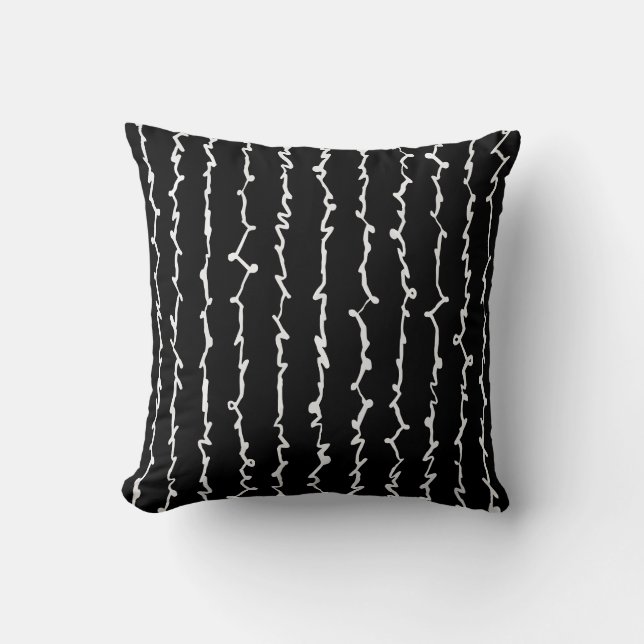Coussin Scribbles Abstraits en noir et blanc (Recto)