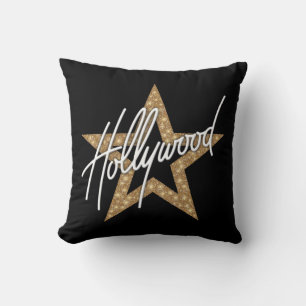 Coussin Script à main blanche hollywoodien avec étoile