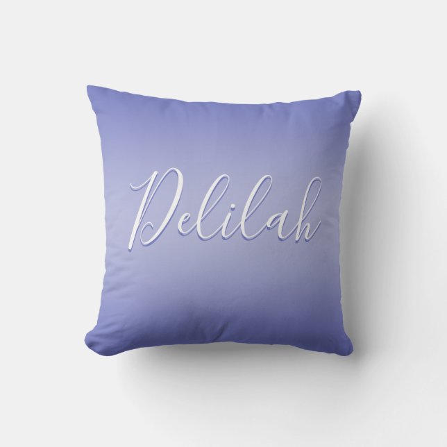 Coussin Script cursif modifiable | Violet blanc et violet (Recto)