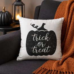 Coussin Script de Halloween Citrouille Noire Rustique