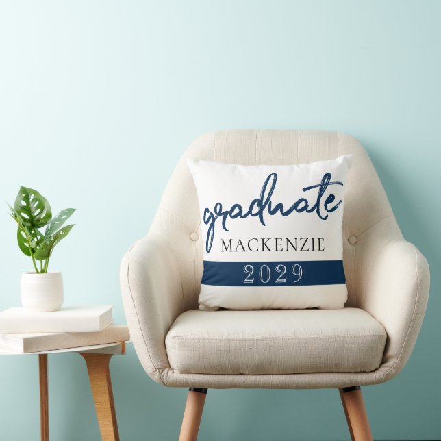 Coussin Script de la marine | Brush Keepsaké bleu foncé (Chaise)