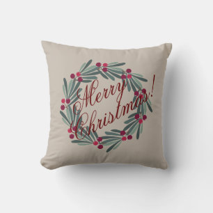 Coussin Script de Noël Joli Tan Festif