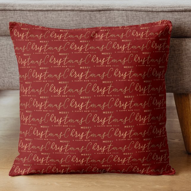 Coussin Script de Noël Rouge (Créateur téléchargé)