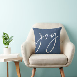 Coussin Script manuscrit bleu Joy Holiday