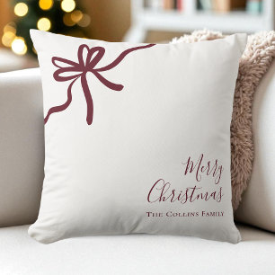 Coussin Script moderne Red Festin Bow Joyeux Noël