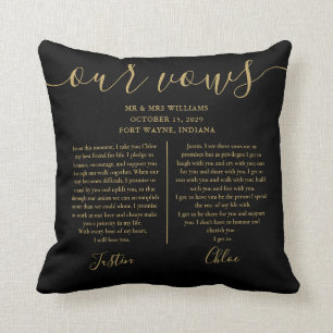 Coussin Script Or Noir Voeux De Mariage Photo His And Hers