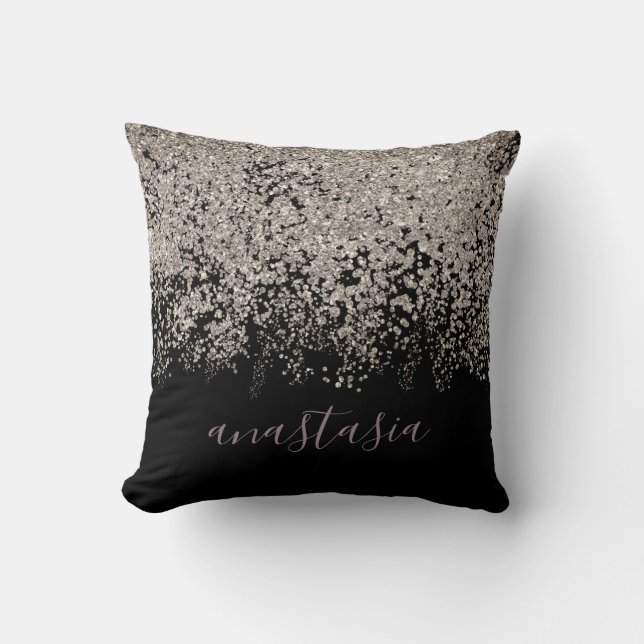 Coussin Script tendance de brillance de lavande violette (Recto)