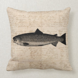 Coussin Scripts d'illustrations de poissons de truites d'a
