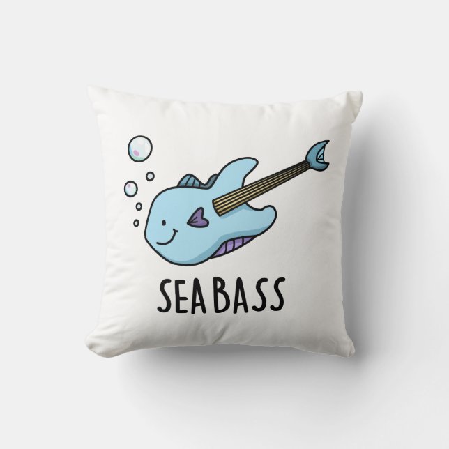 Coussin Sea Bass Funny Bass Guitare Poisson Pun (Recto)