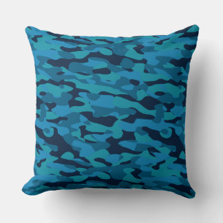 Coussin sea blue, midnight blue, teal blue, and blue camo