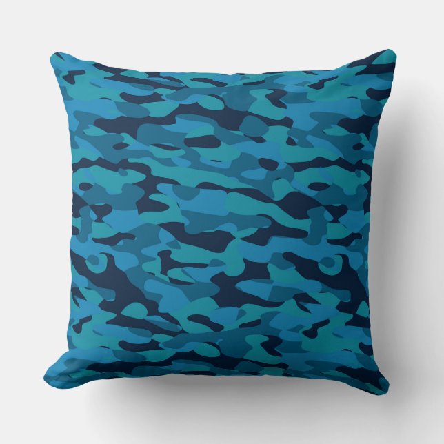 Coussin sea blue, midnight blue, teal blue, and blue camo (Recto)