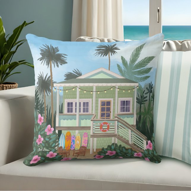 Coussin Sea Foam Green Beach House | (Créateur téléchargé)