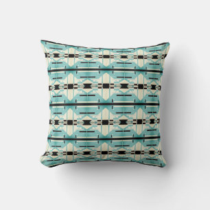 Coussin Seafoam Vert Blanc Noir Petit Carrelage Design