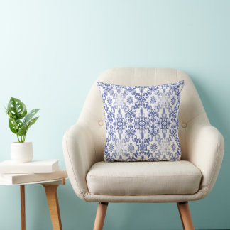 Coussin Seamless blue baroque damask pattern