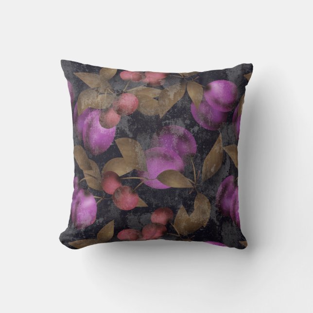 Coussin Seamless dark plum fruits purple berries cherry (Recto)