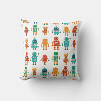 Coussin Seamless pattern from colorful retro robots in a f