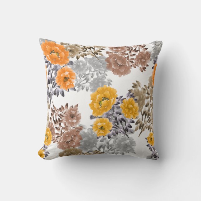 Coussin Seamless pattern of orange, yellow, beige flowers  (Recto)