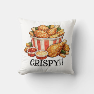 Coussin Seau de poulet frit croustillant - Art à l'aquarel
