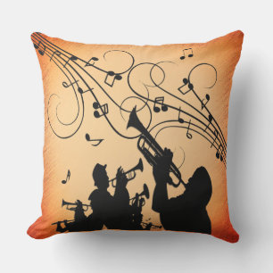 Coussin Section Trumpet Jazz Musique Orange Rust