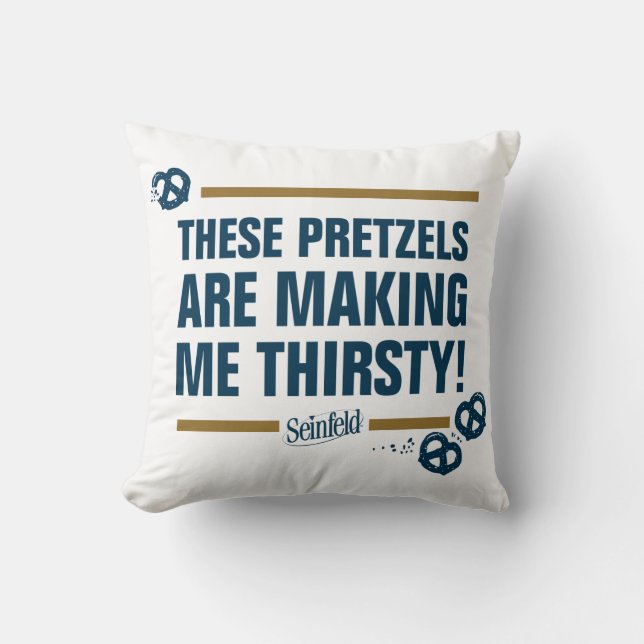 Coussin Seinfeld | Graphique de typographie "Ces Pretzels" (Recto)