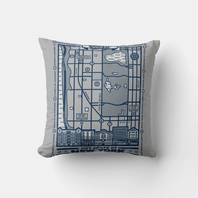 Coussin Seinfeld | Points chauds de la carte de New York (Recto)