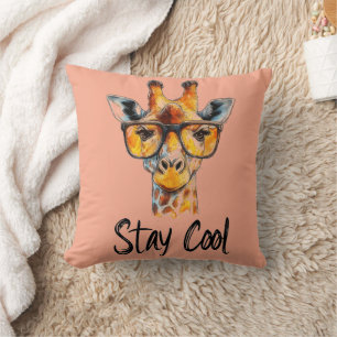 Coussin Séjour Cool - Giraffe avec lunettes de soleil Illu