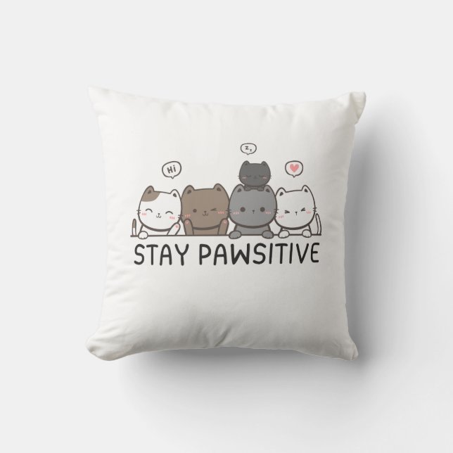 Coussin Séjournez à la mode - Amoureux des chats mignon (Recto)