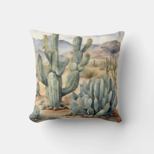 Coussin Sensation Succulente   Cactus Aquarelle décorative