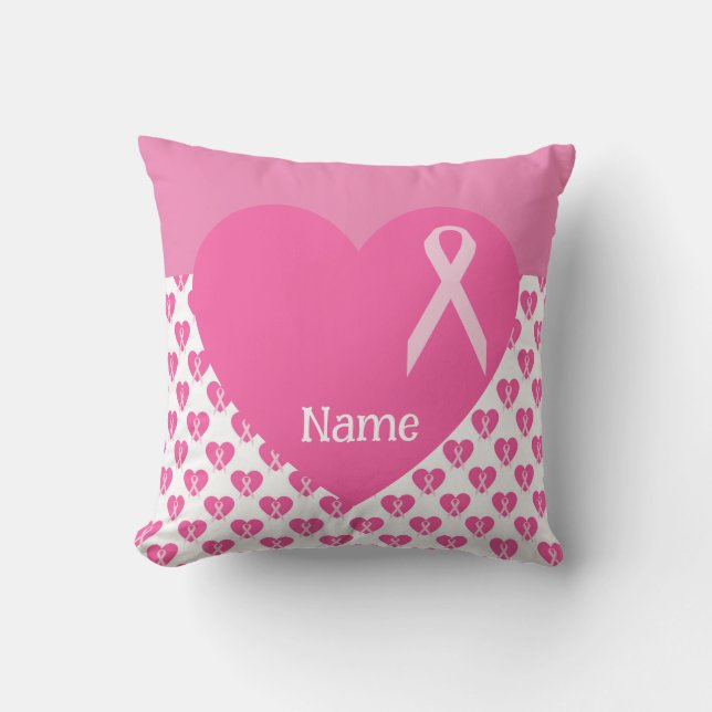 Coussin Sensibilisation au cancer du sein avec le ruban ro (Recto)