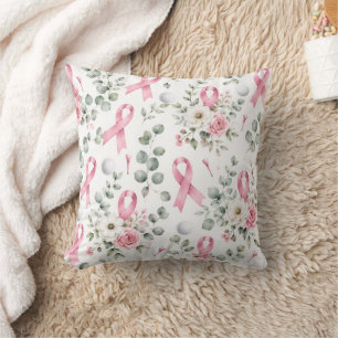 Coussin Sensibilisation au cancer du sein avec ruban rose