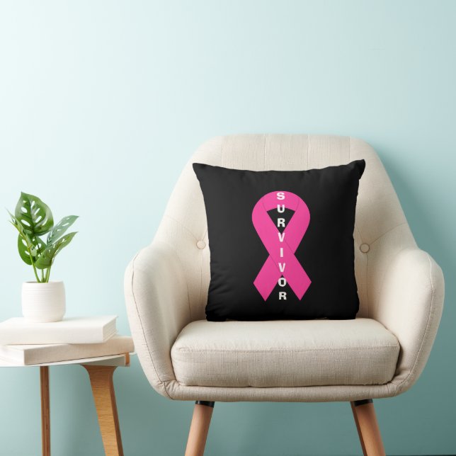 Coussin Sensibilisation au cancer du sein Survivant au rub (Chaise)