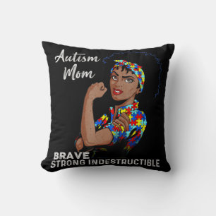 Coussin Sensibilisation sur l'autisme Forte Maman Afro Mèr