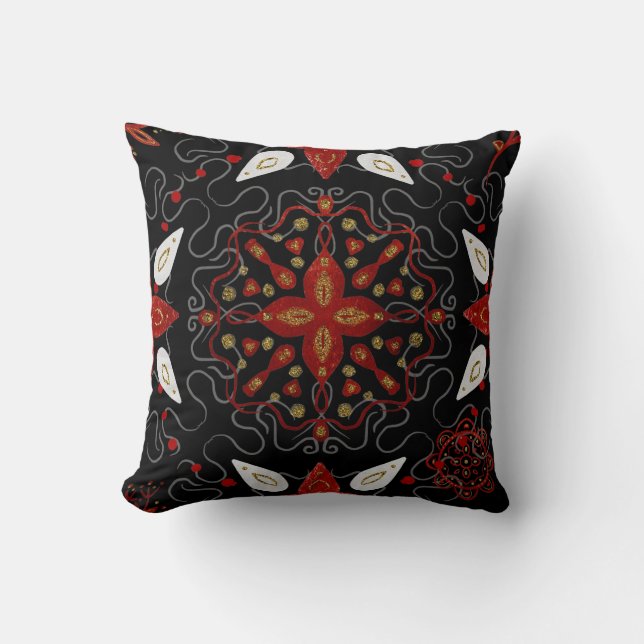 Coussin Sentiment festif élégant motif floral symétrique (Recto)