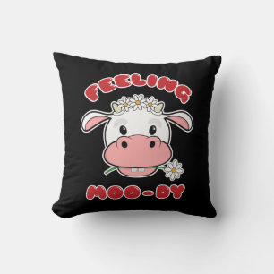 Coussin Sentiment laiteux   Citation de vache de dessin an