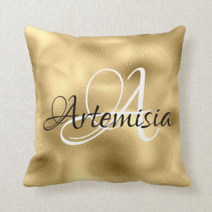 Coussin Sépia en verre métallique de Faux d'or en verre