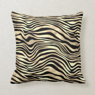 Coussin Sépia fascinante de peau d'animal de zèbre d'or