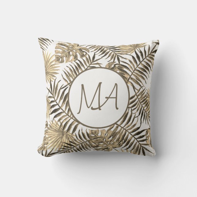 Coussin Sepia Monogrammé Tropical Jungle Décor Feutre (Recto)