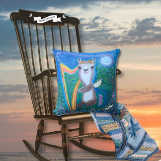 Coussin Serenade de l'ange de la lune à la harpe